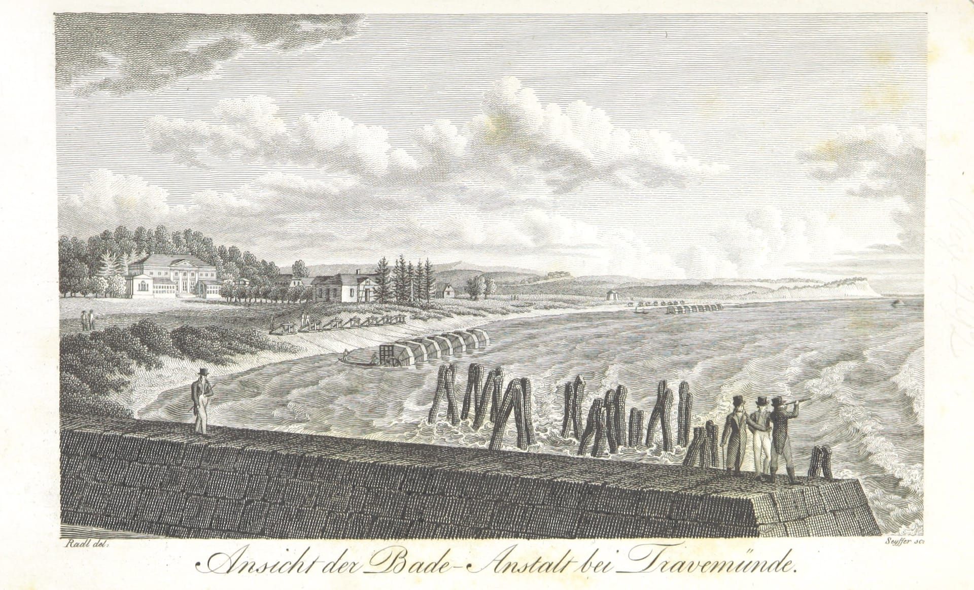 Kolorierte Ansicht von Travemünde aus dem Jahr 1822