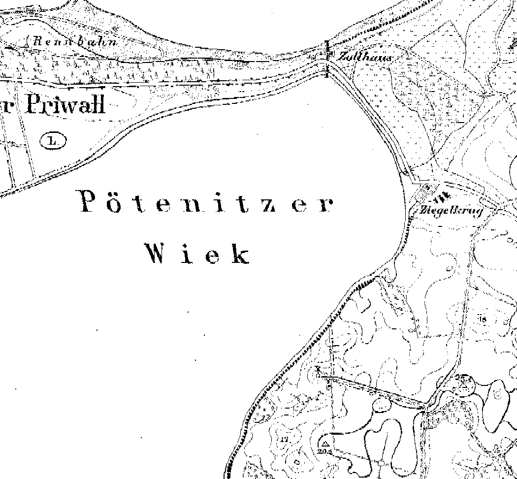 Karte von 1878: Pötenitzer Wiek und Priwall-Ostspitze
